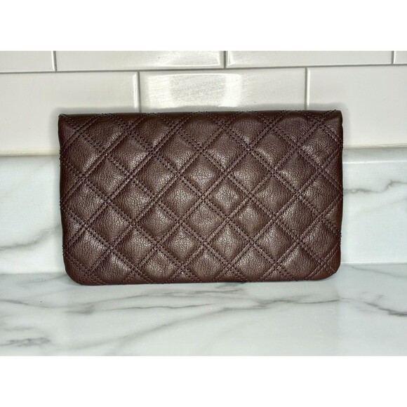 Marc Jacobs Quilted Leather Envelope Clutch Handbag Purse Bag Brown EUC‎ Gold - Picture 9 of 10